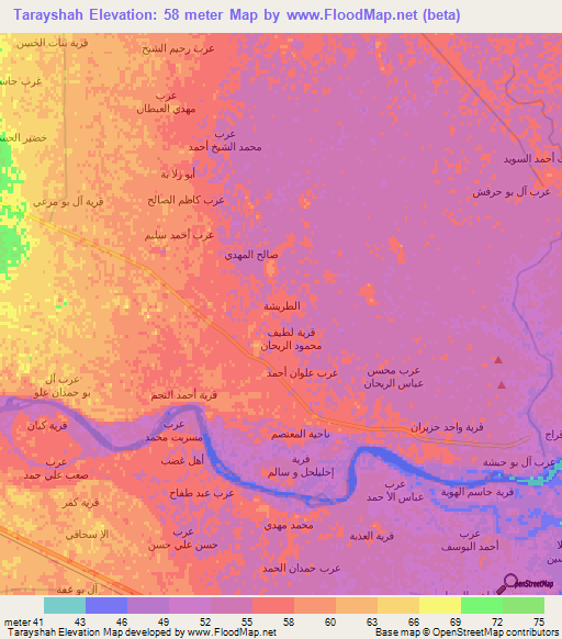 Tarayshah,Iraq Elevation Map