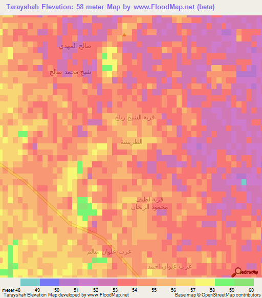 Tarayshah,Iraq Elevation Map