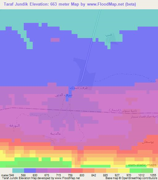 Taraf Jundik,Iraq Elevation Map