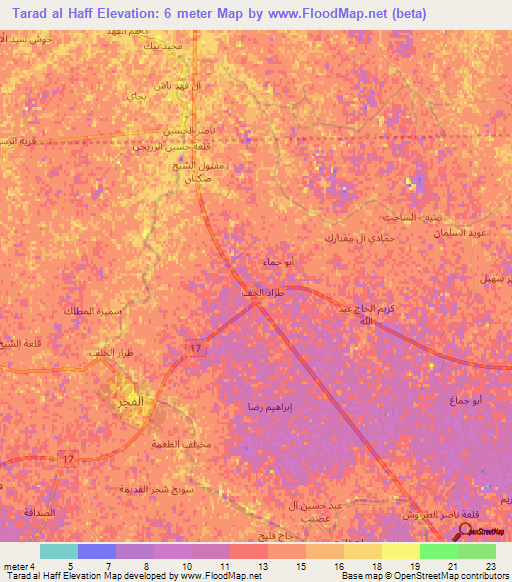 Tarad al Haff,Iraq Elevation Map