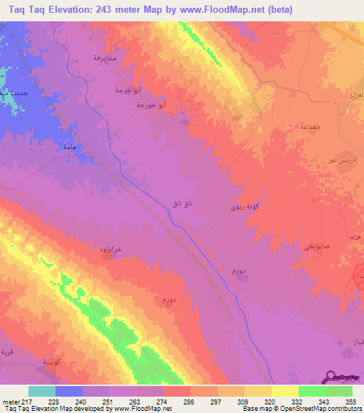 Taq Taq,Iraq Elevation Map