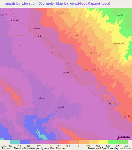 Tappah Lu,Iraq Elevation Map