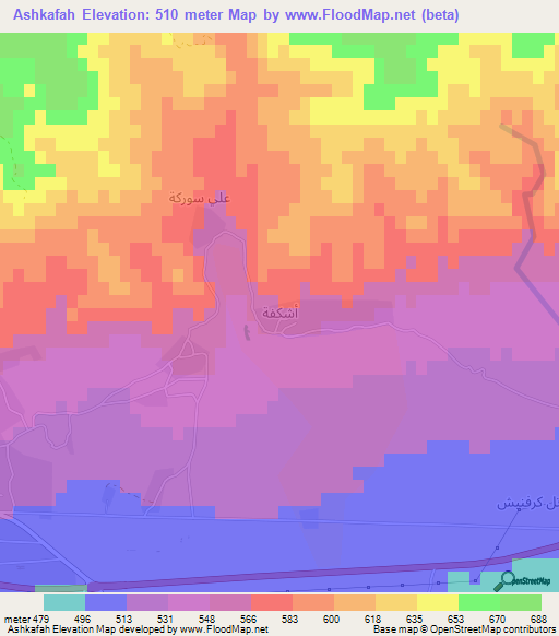 Ashkafah,Iraq Elevation Map