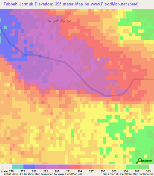 Tabbah Jarmuk,Iraq Elevation Map