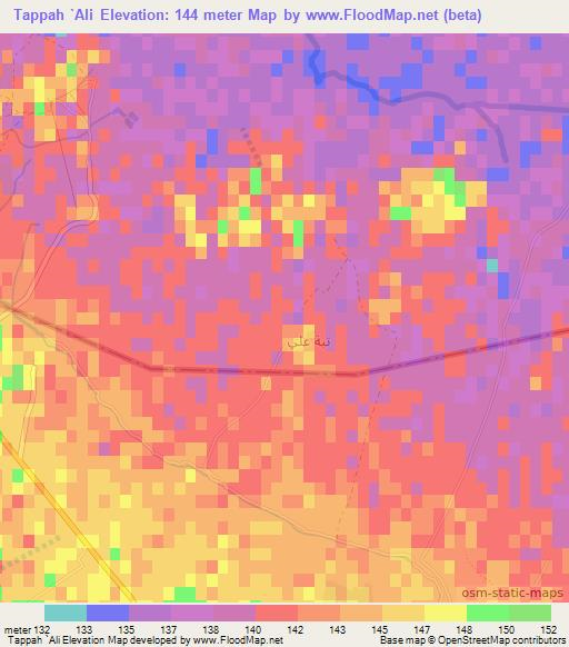 Tappah `Ali,Iraq Elevation Map