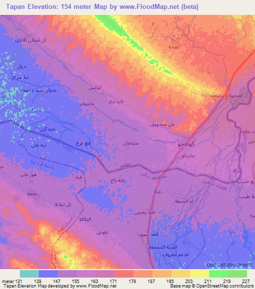 Tapan,Iraq Elevation Map