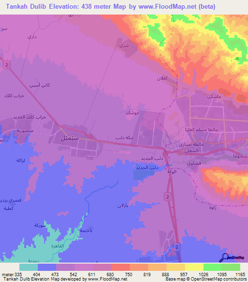 Tankah Dulib,Iraq Elevation Map