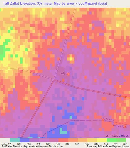 Tall Zallat,Iraq Elevation Map
