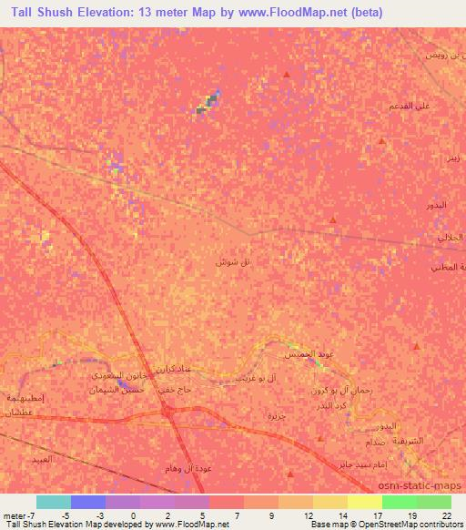 Tall Shush,Iraq Elevation Map