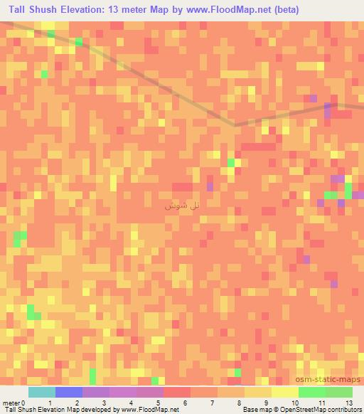 Tall Shush,Iraq Elevation Map