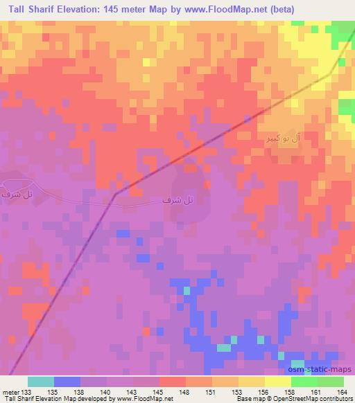 Tall Sharif,Iraq Elevation Map