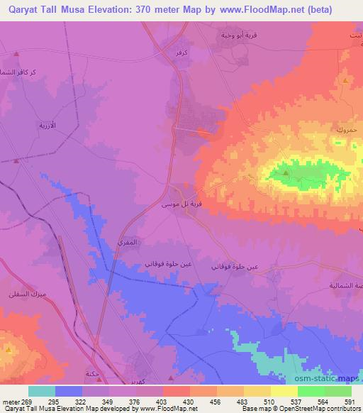 Qaryat Tall Musa,Iraq Elevation Map