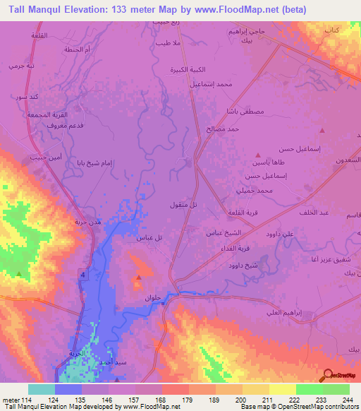 Tall Manqul,Iraq Elevation Map