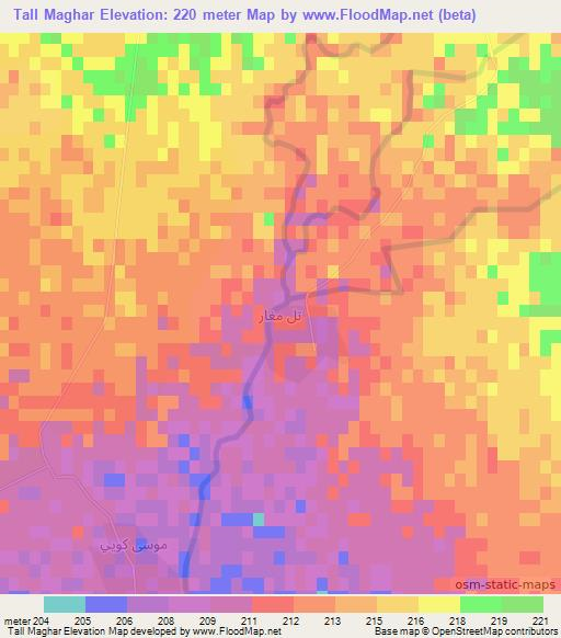 Tall Maghar,Iraq Elevation Map