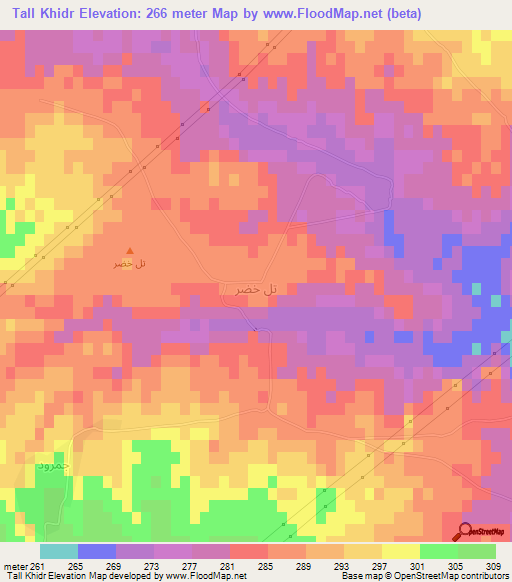 Tall Khidr,Iraq Elevation Map