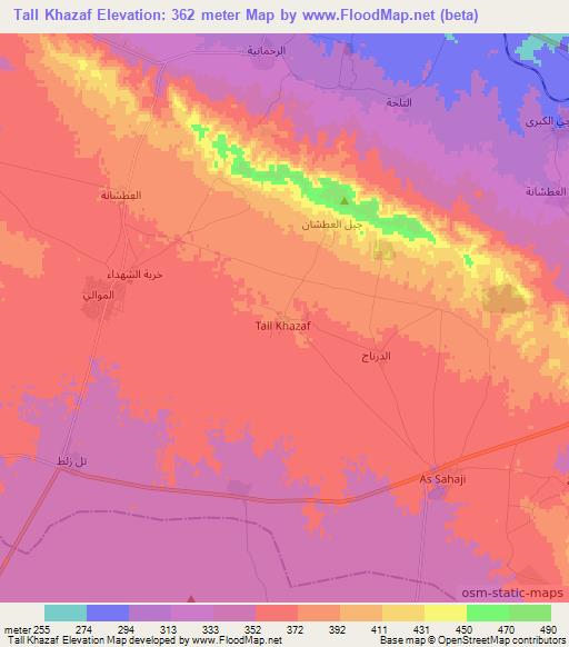 Tall Khazaf,Iraq Elevation Map