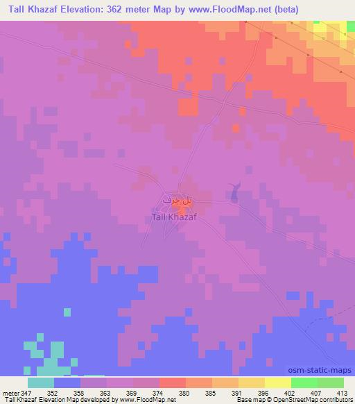 Tall Khazaf,Iraq Elevation Map