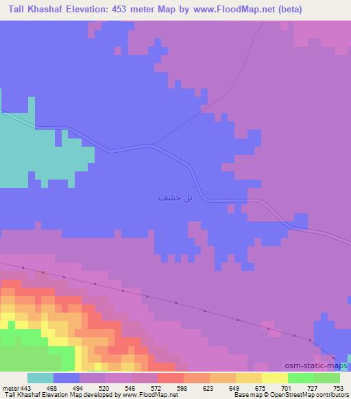 Tall Khashaf,Iraq Elevation Map