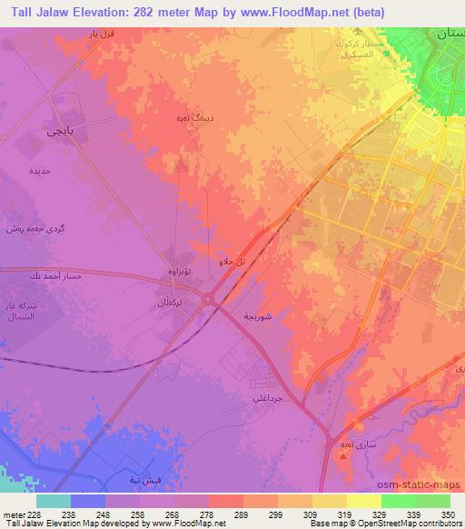 Tall Jalaw,Iraq Elevation Map