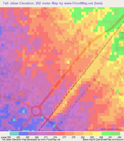 Tall Jalaw,Iraq Elevation Map