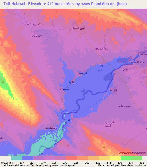 Tall Halawah,Iraq Elevation Map