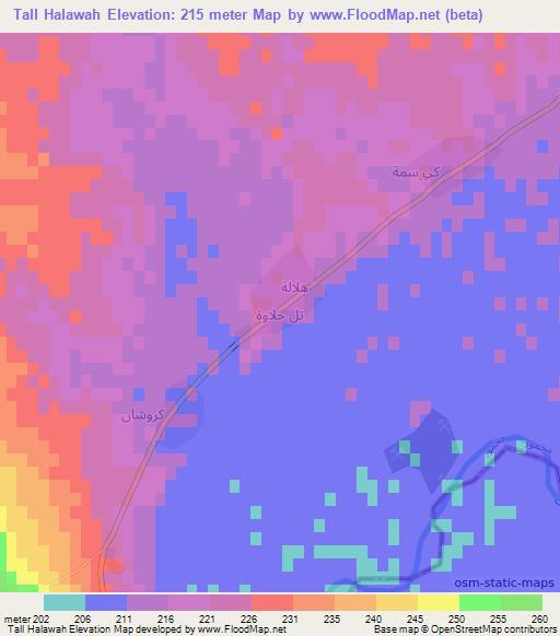 Tall Halawah,Iraq Elevation Map