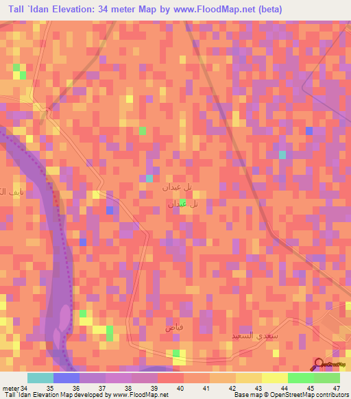 Tall `Idan,Iraq Elevation Map