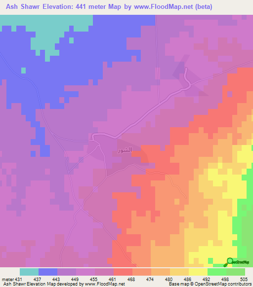 Ash Shawr,Iraq Elevation Map