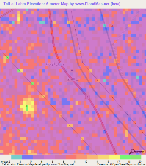 Tall al Lahm,Iraq Elevation Map