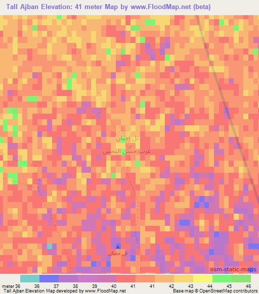 Tall Ajban,Iraq Elevation Map