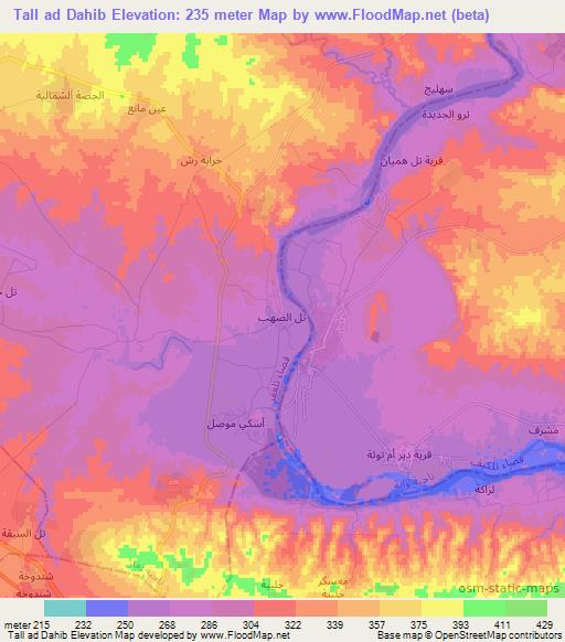Tall ad Dahib,Iraq Elevation Map