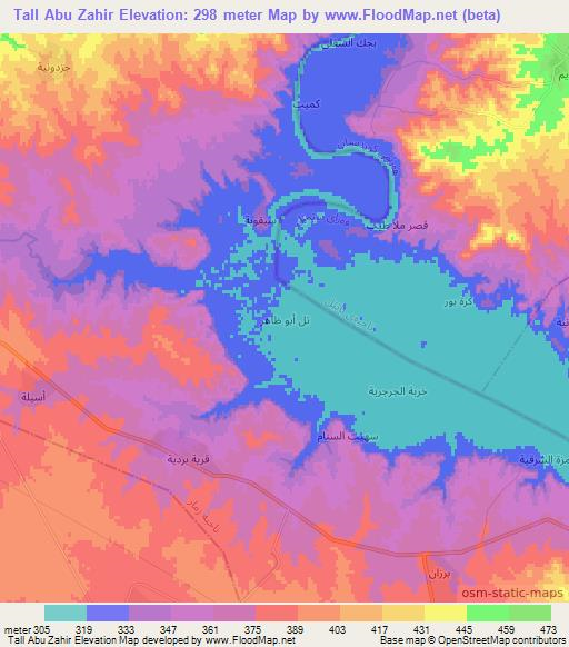 Tall Abu Zahir,Iraq Elevation Map