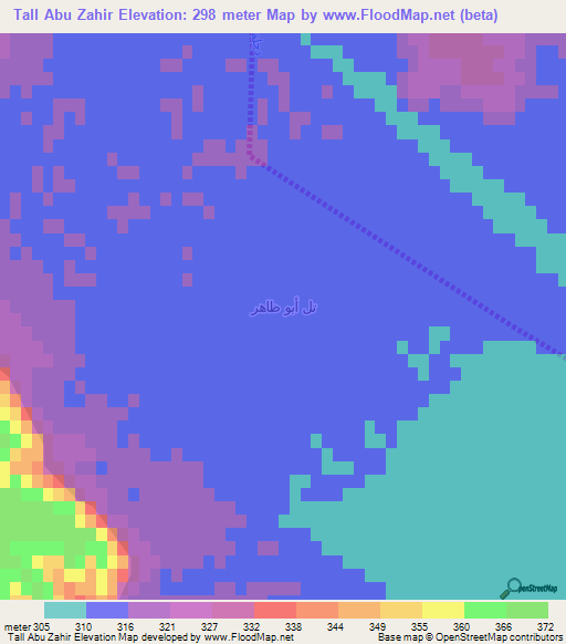 Tall Abu Zahir,Iraq Elevation Map