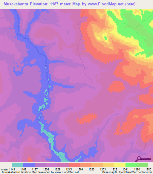 Musakabantu,Zambia Elevation Map