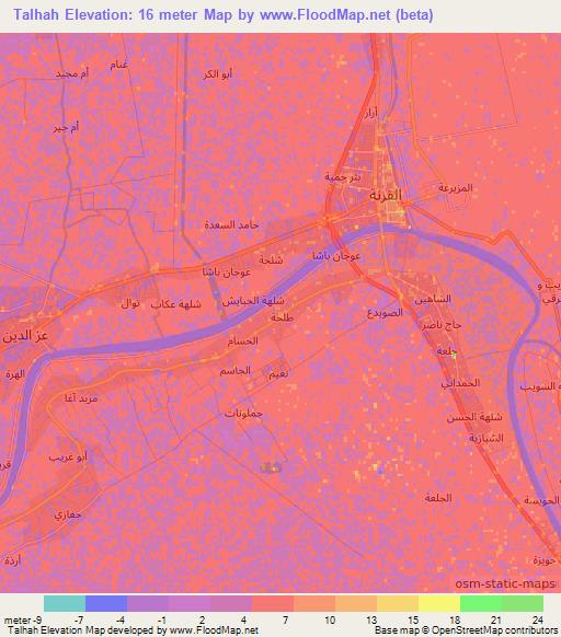 Talhah,Iraq Elevation Map