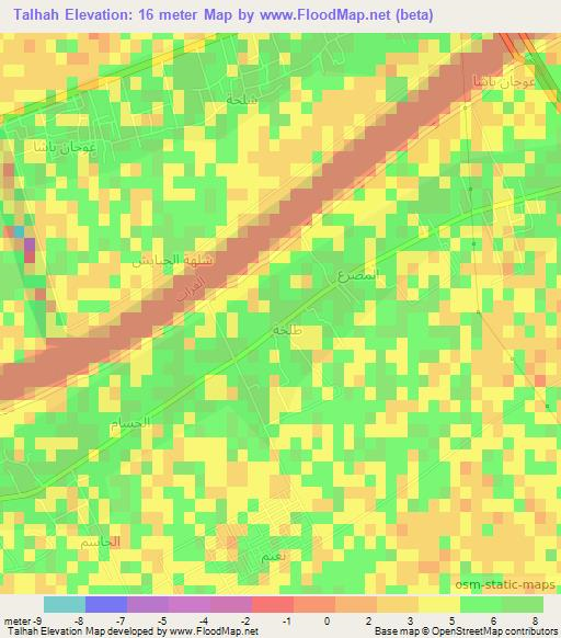 Talhah,Iraq Elevation Map