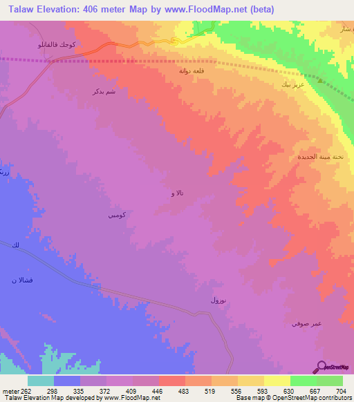 Talaw,Iraq Elevation Map