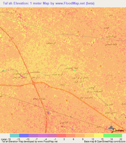 Tal`ah,Iraq Elevation Map