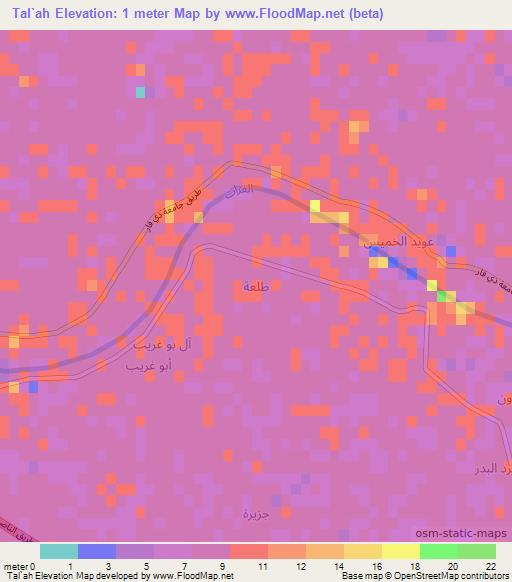 Tal`ah,Iraq Elevation Map