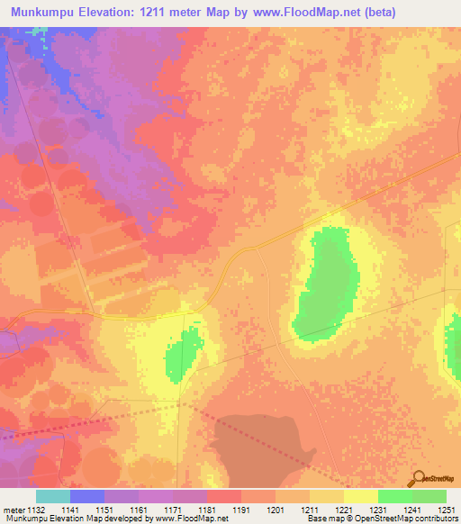 Munkumpu,Zambia Elevation Map