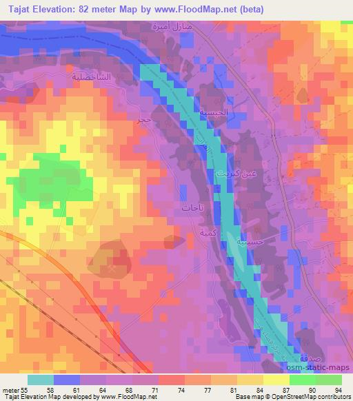 Tajat,Iraq Elevation Map