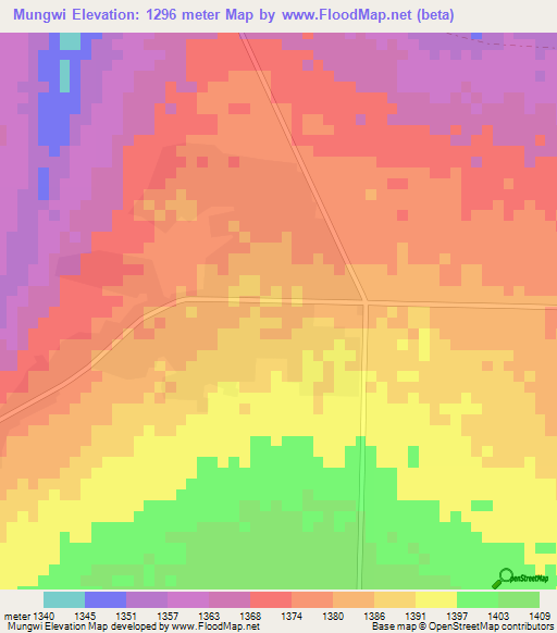 Mungwi,Zambia Elevation Map