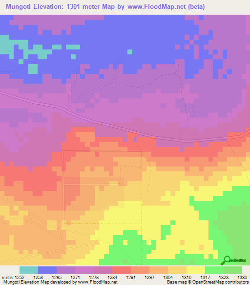 Mungoti,Zambia Elevation Map