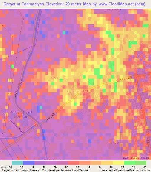 Qaryat at Tahmaziyah,Iraq Elevation Map