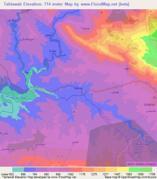 Tahlawah,Iraq Elevation Map