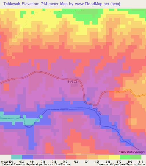 Tahlawah,Iraq Elevation Map