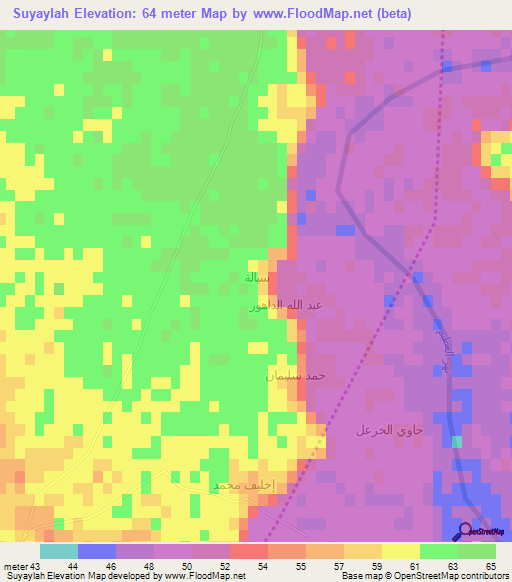 Suyaylah,Iraq Elevation Map