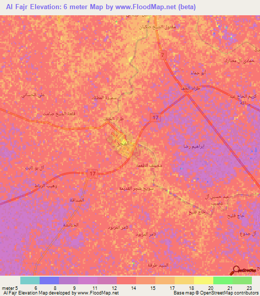 Al Fajr,Iraq Elevation Map