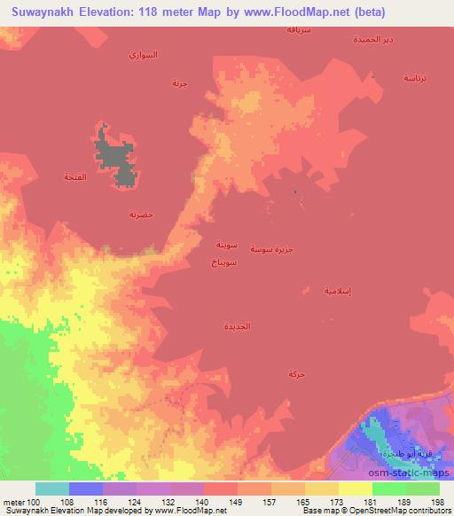 Suwaynakh,Iraq Elevation Map