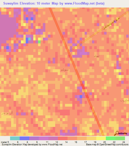 Suwaylim,Iraq Elevation Map